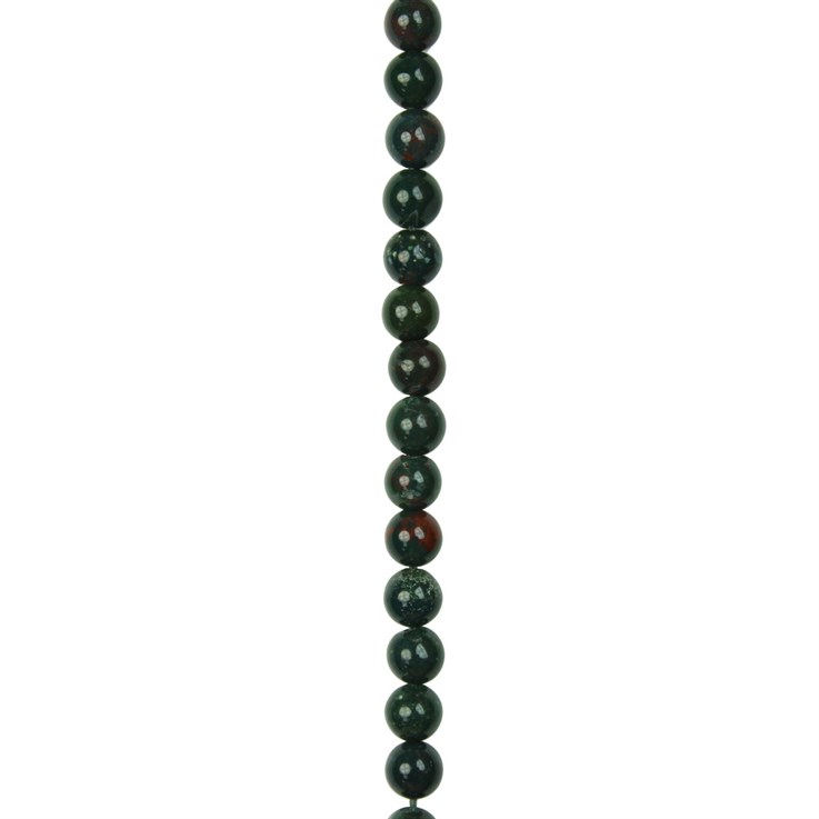 5mm Round gemstone bead Bloodstone 40cm strand