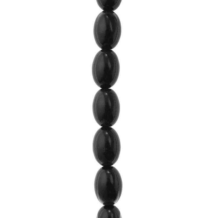 14x10mm Gemstone Rice shaped bead Jet 40cm strand*