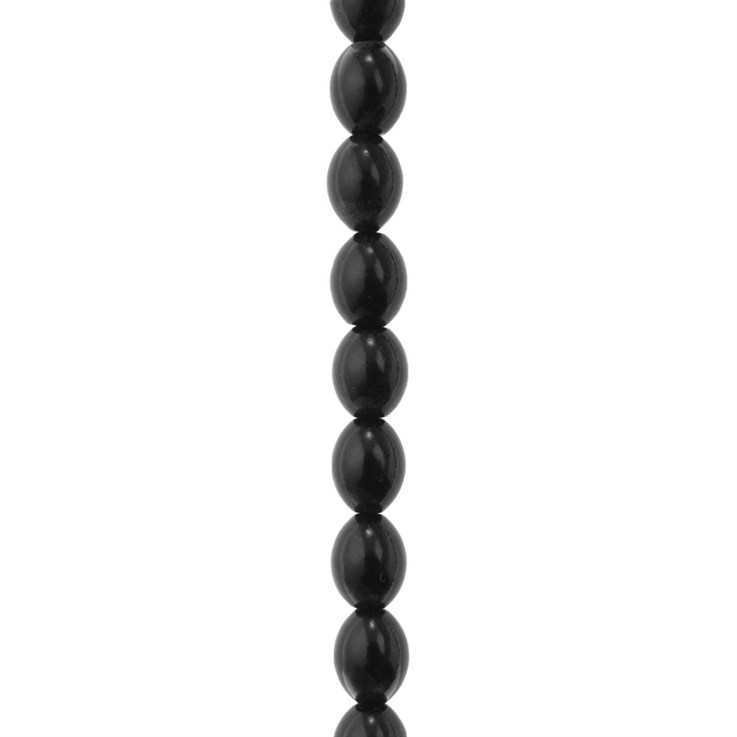 10x8mm Rice shaped gemstone bead Jet 40cm strand