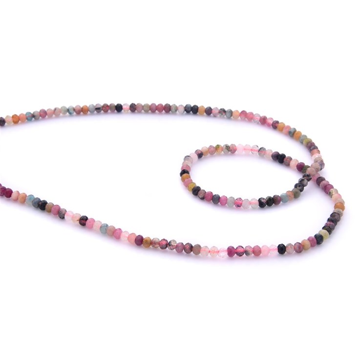 Multi Coloured Tourmaline A Grade Faceted Rondelle 3x2mm Gemstone Beads 40cm