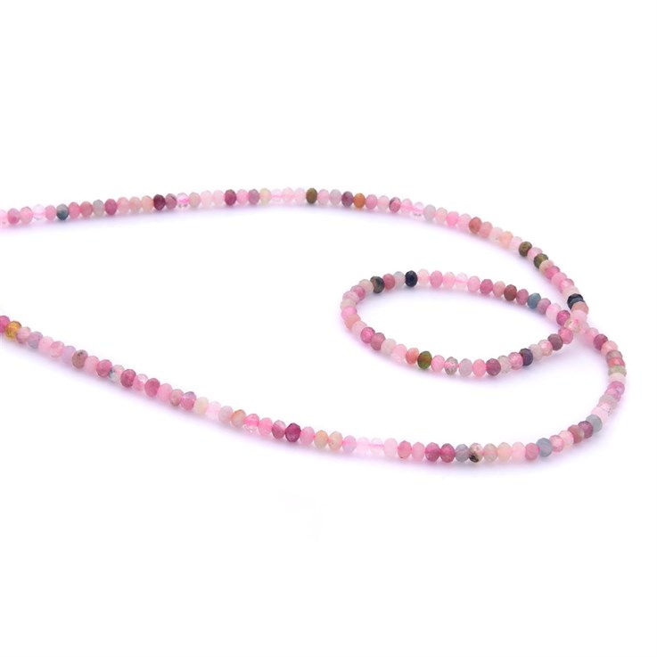 Multi Coloured Tourmaline Faceted Rondelle 3x2mm Gemstone Beads 40cm