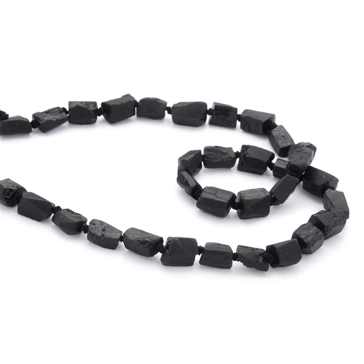 Black Tourmaline Rough Nuggets Appx 10x8mm Gemstone Beads 40cm