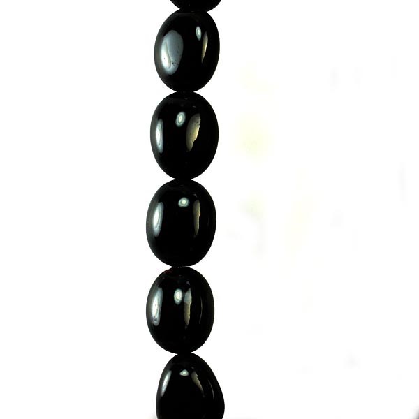 Tumbled Baroque gemstone beads Black Onyx 40cm