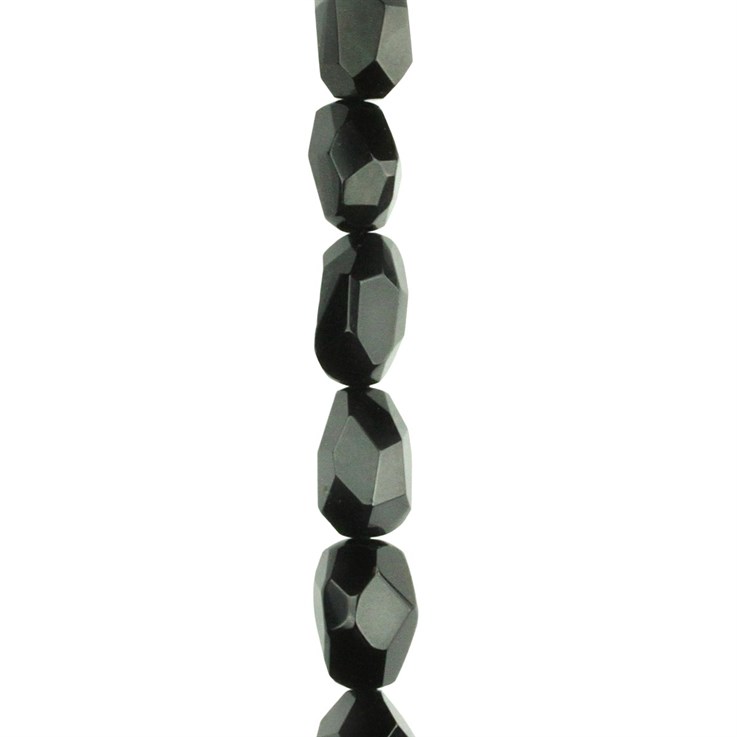 Facet Nugget gemstone bead Black Onyx/Agate 39.3cm strand