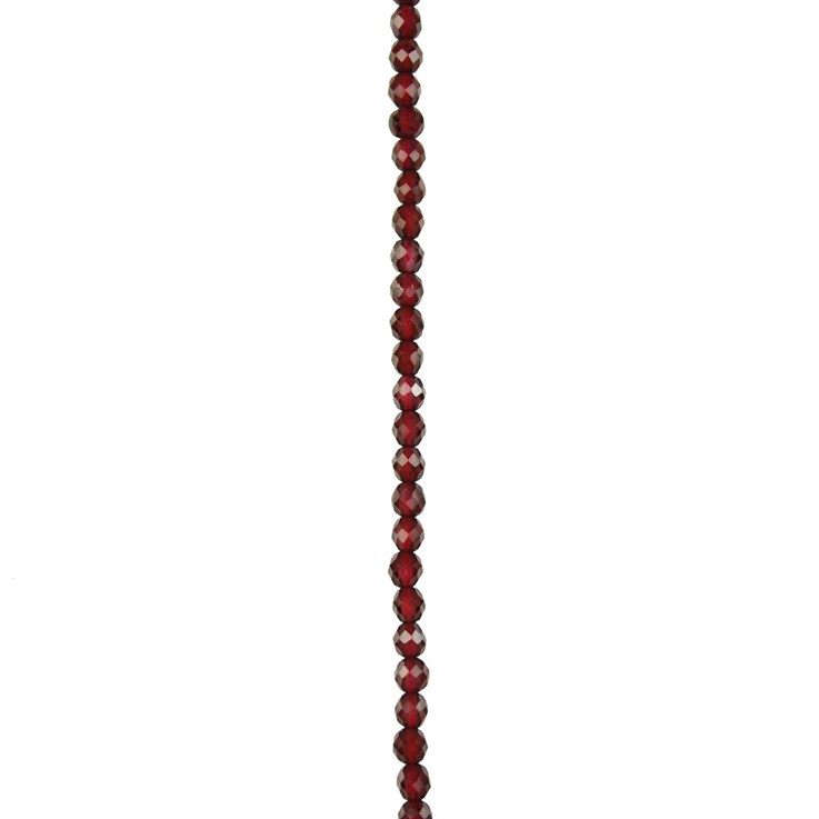3mm Red Garnet 'A' Quality Faceted Round Bead Strand 40cm