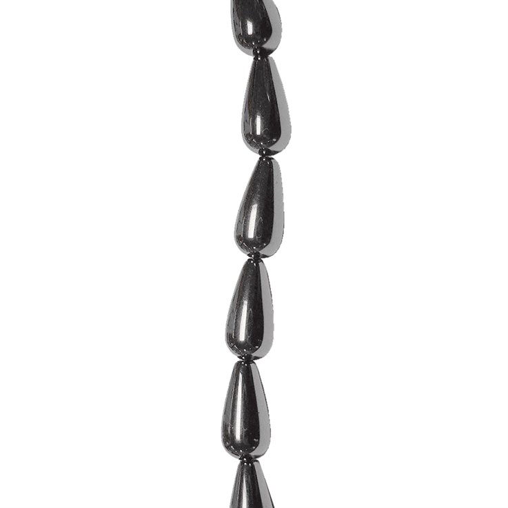 8x16mm Drop Hematine Superior 40cm shaped bead strand