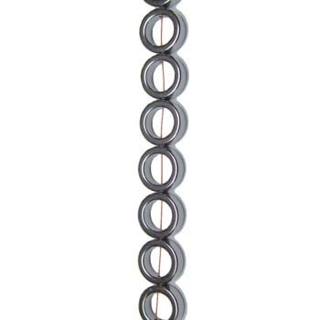 12mm Donut Hematine Superior 40cm shaped bead strand