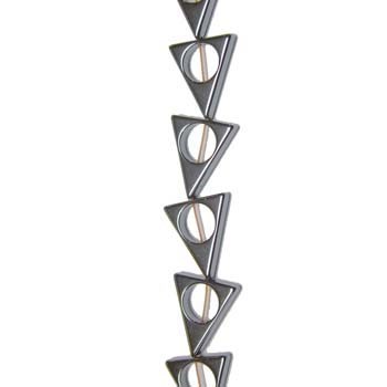 Triangle with Hole Hematine Superior 40cm shaped bead strand