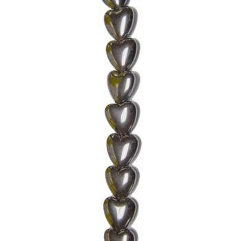 12mm Puff Heart Hematine Superior 40cm shaped bead strand