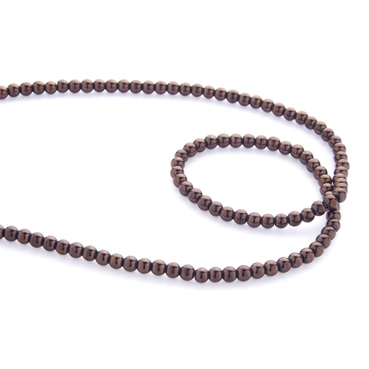 4mm Magnetic Hematine Brown Colour 40cm Round Bead Strand