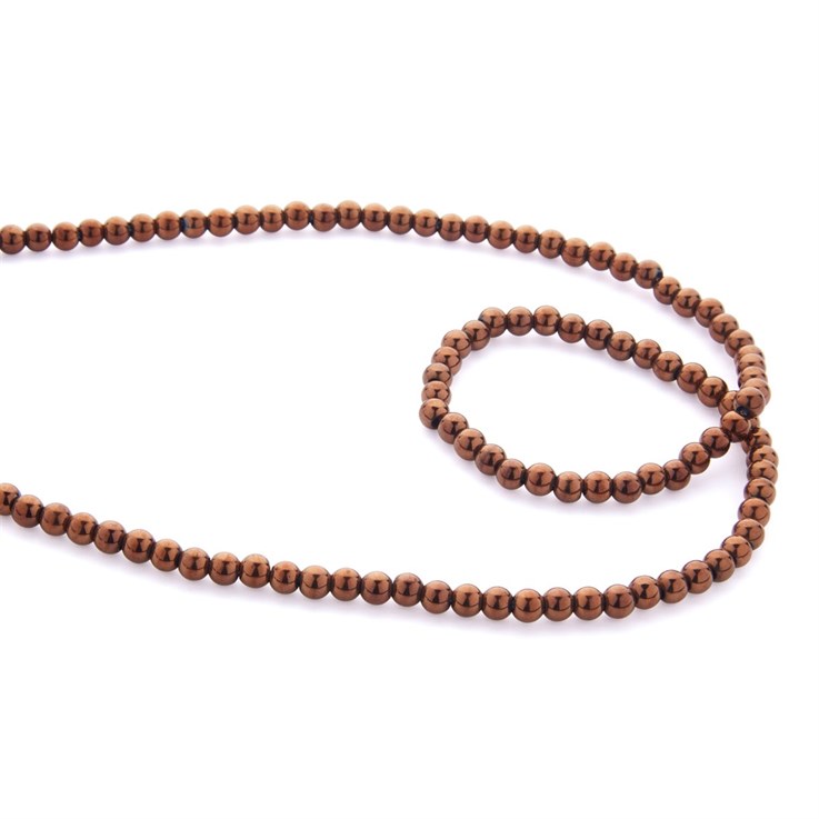 4mm Magnetic Hematine Copper Colour 40cm Round Bead Strand