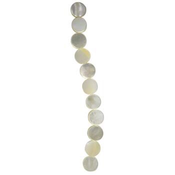 8mm Round Disc shaped Mother of Pearl (MOP) shell bead  White 40cm strand