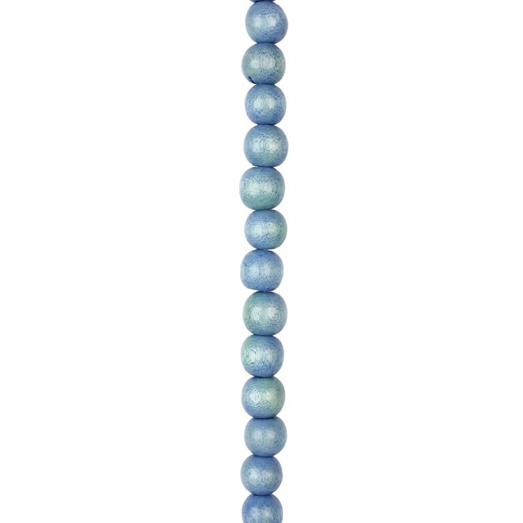 8mm Wood Bead String Blue with 3mm hole 40cm