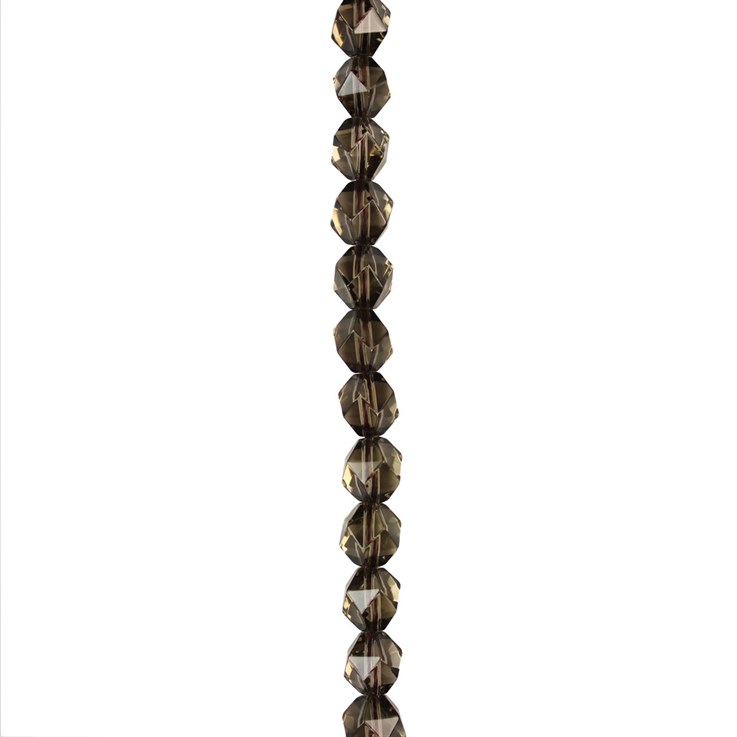 8mm Triangulate Gemstone Faceted Beads Smokey Quartz 40cm