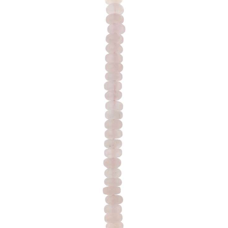 6mm Button shaped gemstone bead Rose Quartz 40cm strand