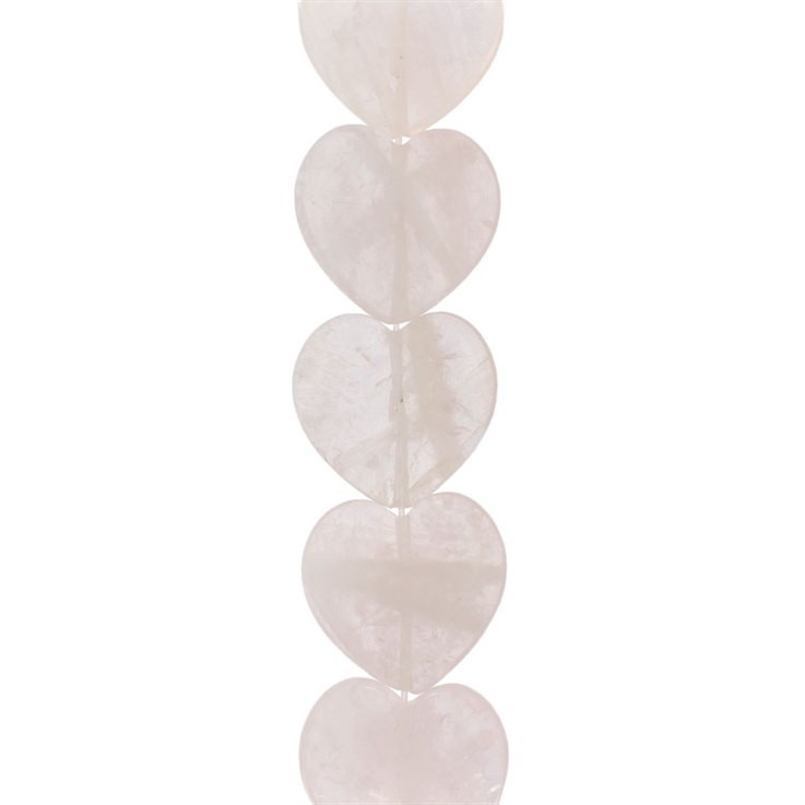 20mm Puff Heart shaped gemstone bead Rose Quartz 40cm strand