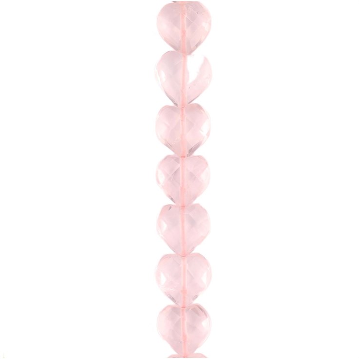 12mm Facet Heart shaped gemstone bead Rose Quartz 'A'  Quality 39.3cm strand