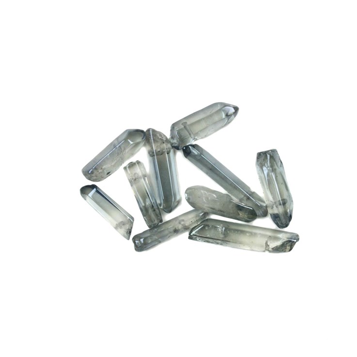 Electroplated Silver Crystal Bar Polished Points 12mm - 20mm Top Side Drilled