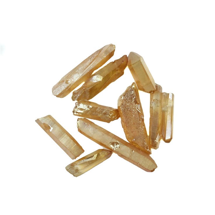 Electroplated Gold Crystal Bar Points 12mm - 35mm Top Side Drilled