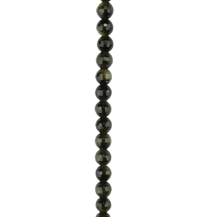 6mm  Golden Obsidian 'A'  Quality Facet Round 39.3cm strand