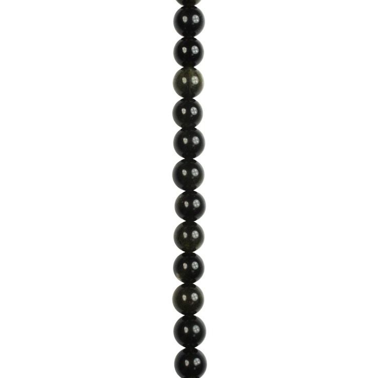 8mm Round Gemstone Bead Golden Obsidian 'A' Quality 40cm strand
