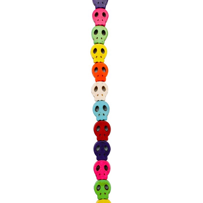 13x15mm Rainbow Howlite Flat Skull Beads Mixed Colours