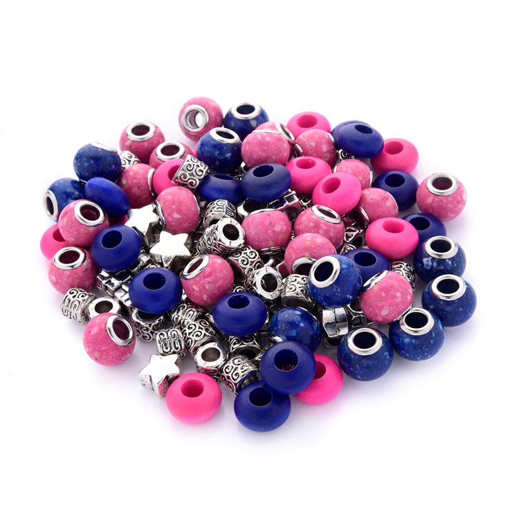 Bargain Pack Assorted Charm Beads (100 beads including plated & Wooden Beads) NETT