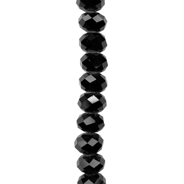 9x12mm Facet Button shaped AAA Crystal Glass Bead Black approx 38cm Strand