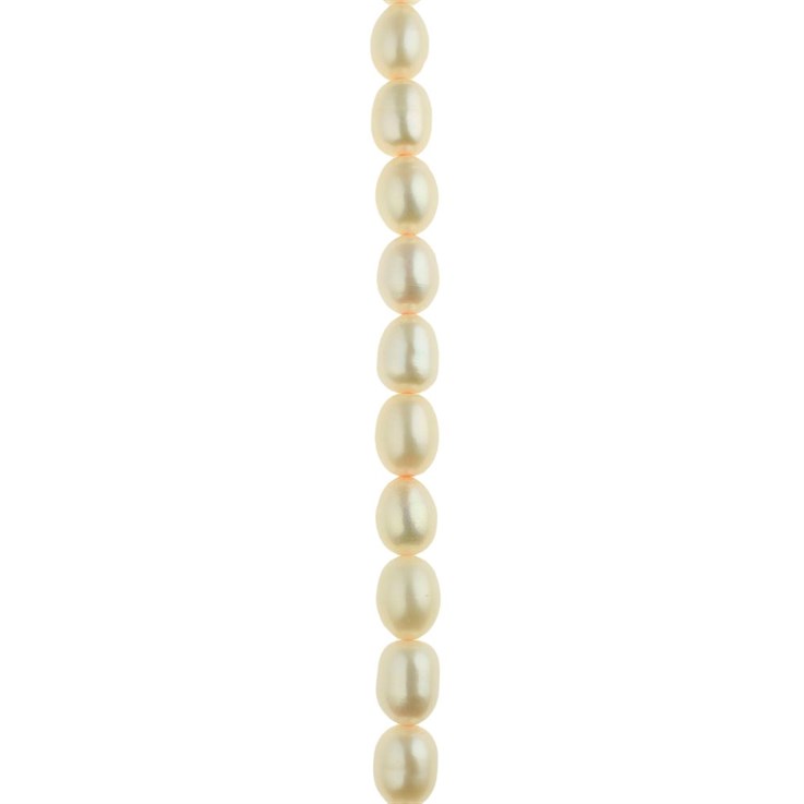6-6.5mm Rice Pearl Bead Long Drilled Baby Pink xH-016 40cm Strand