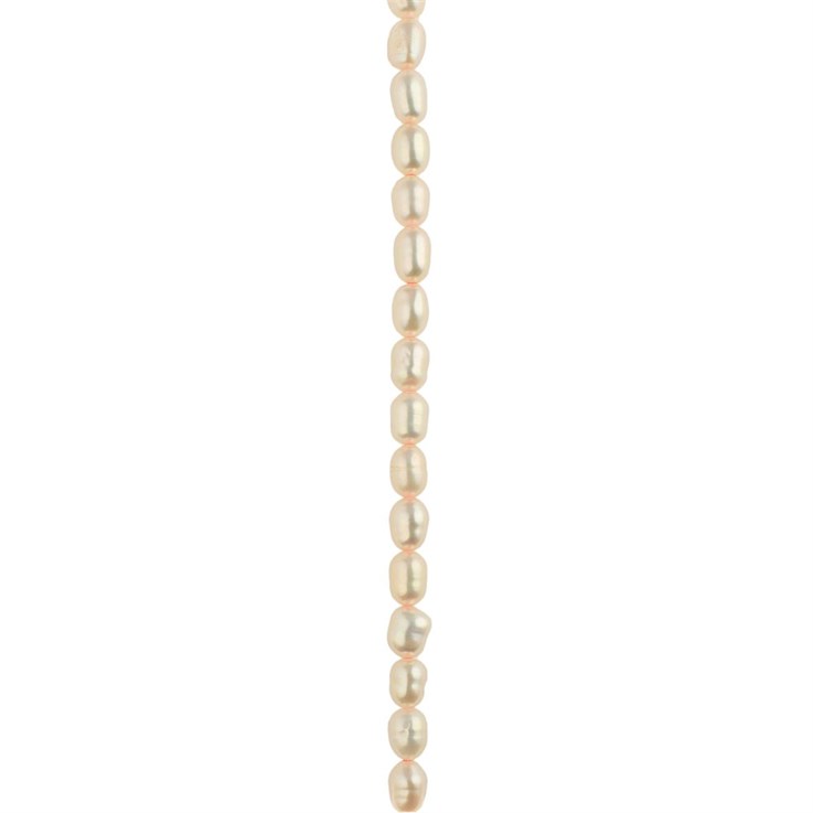 3.5-4mm Rice Pearl Bead Long Drilled Baby Pink 40cm Strand