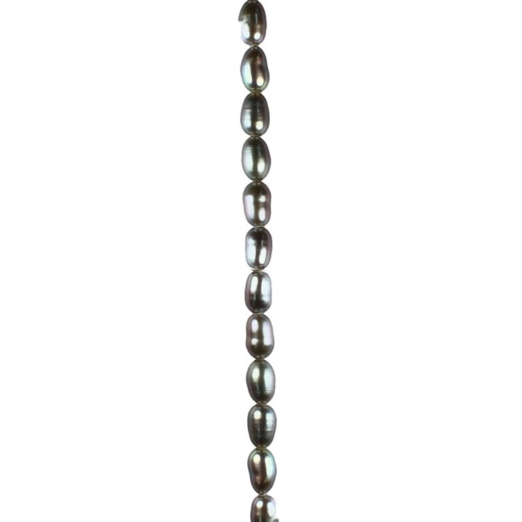 4-5mm Rice Pearl Long Drilled Silver Grey 40cm Strand