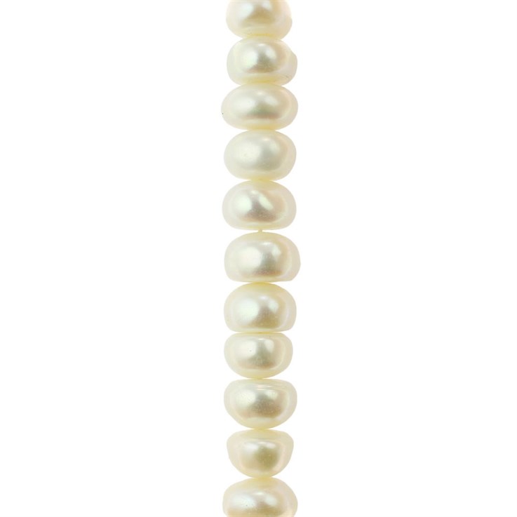 10-11mm Button Pearl Bead Centre Drilled White 40cm Strand