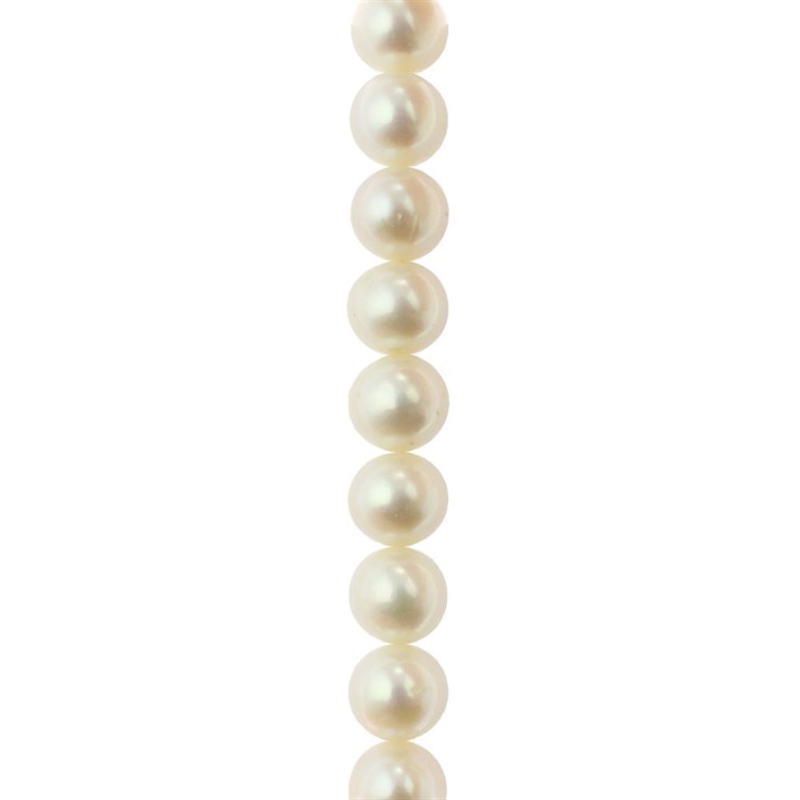 9-10.5mm Potato Pearl Bead Superior Lustre Side Drilled White 40cm Strand