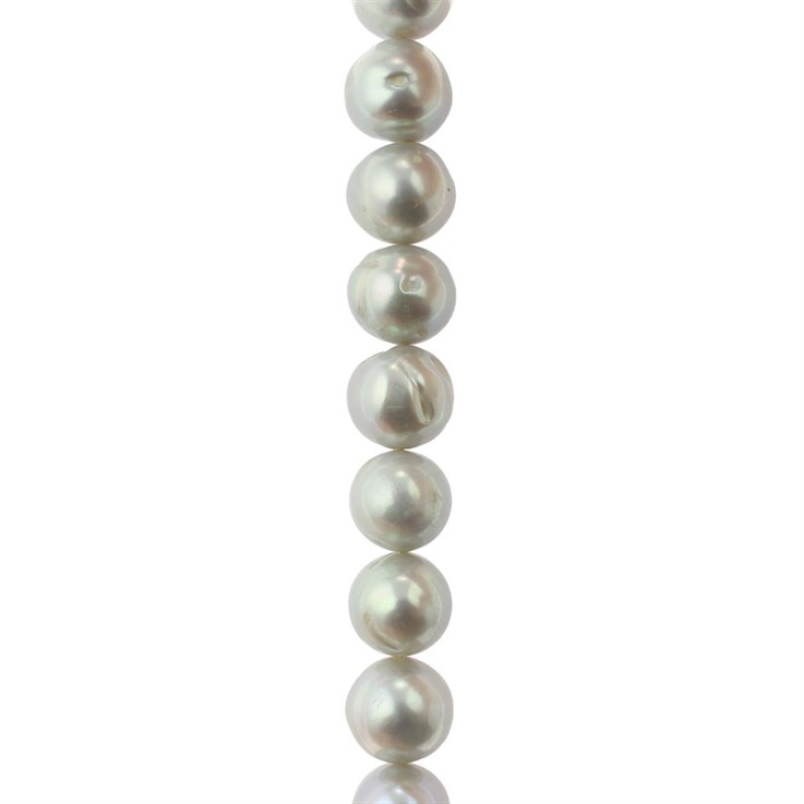 9-10mm Potato Pearl Bead Superior Lustre Side Drilled Silver 40cm Strand