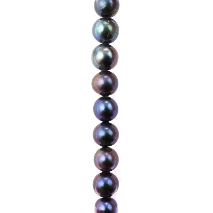 9-10mm Potato Pearl Bead Superior Lustre Side Drilled Peacock 40cm Strand