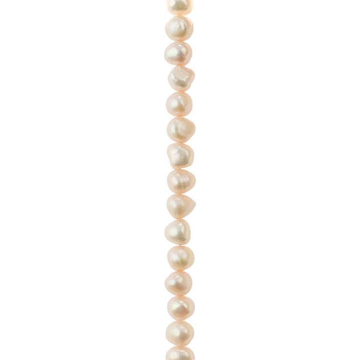 5.5-6mm Freeform Pearl Bead Side Drilled Baby Pink xH016 40cm Strand