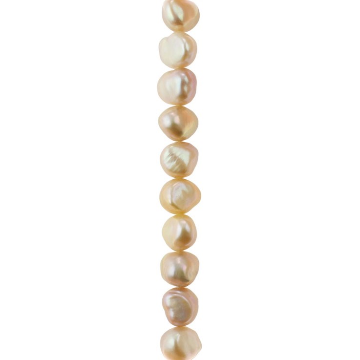 8mm Freeform Pearl Bead Side Drilled Pink 40cm Strand