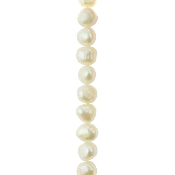 8.5-9.5mm Double Shine Freeform Pearl Bead Side Drilled White 40cm Strand