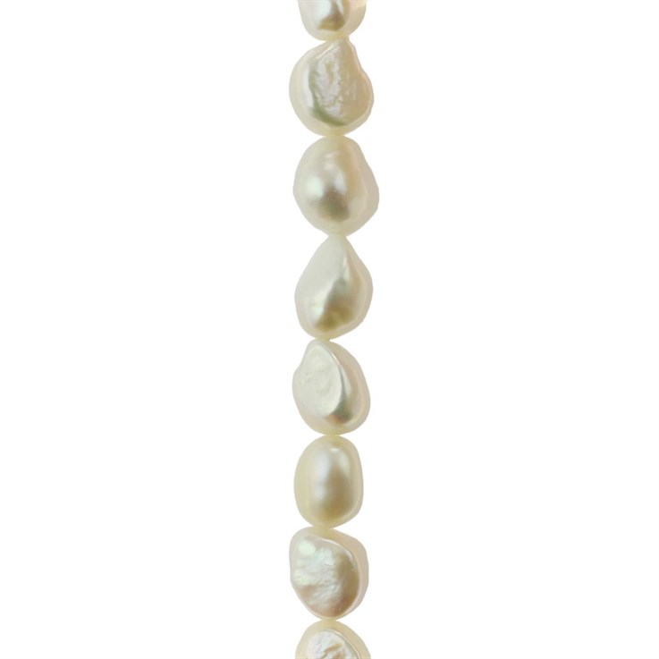 10-12mm Freeform Pearl Bead Long Drilled White 40cm Strand