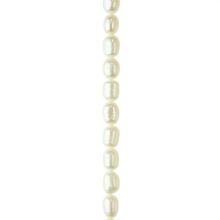 5-6mm Freeform Pearl Bead Long Drilled White 40cm Strand