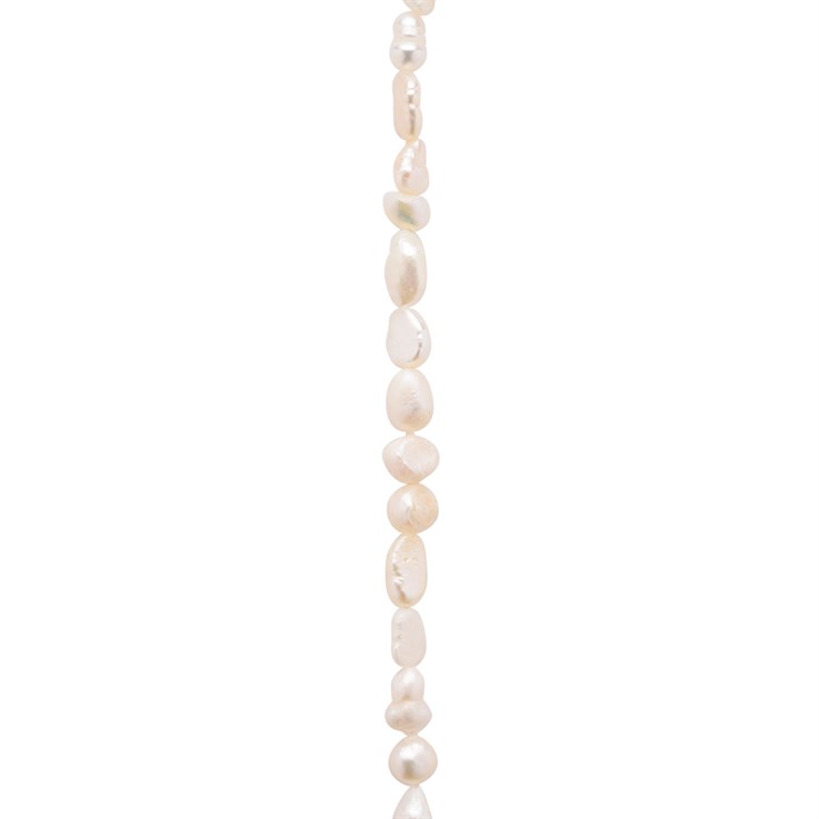 4-5mm Freeform Pearl Bead Long Drilled White 34cm Bead Strand