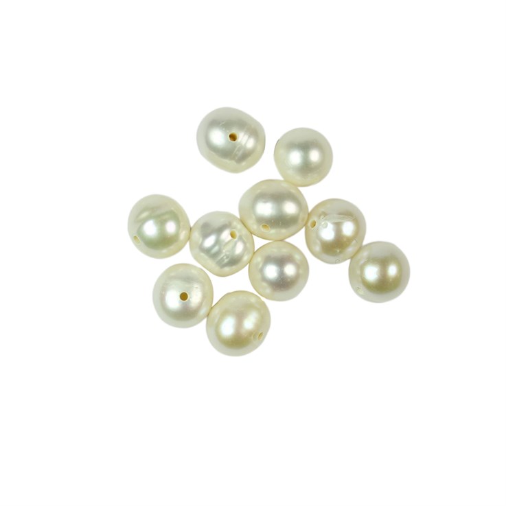 9-9.5mm Potato Pearl Bead Side Drilled 1.2mm Hole White