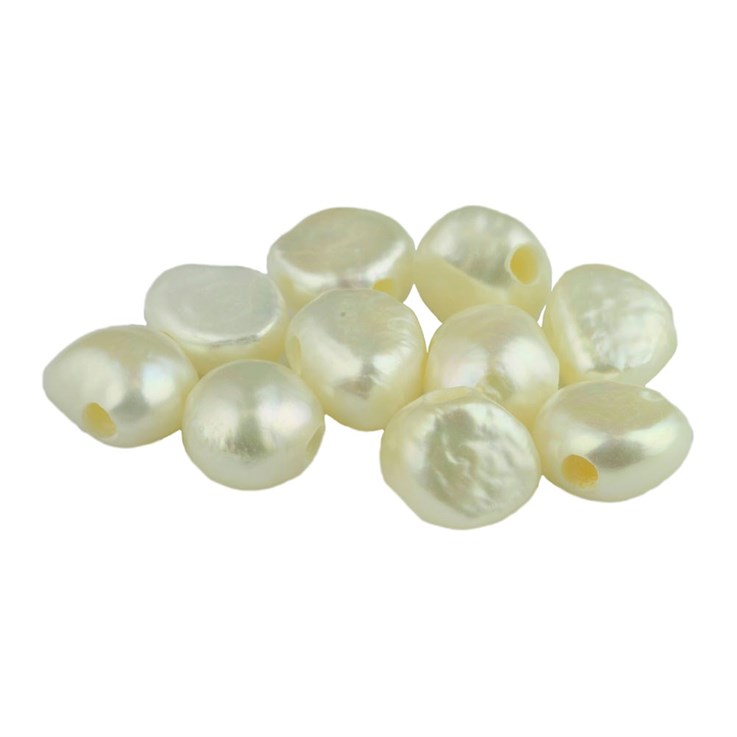 9.5-10mm Freeform Pearl Bead Side Drilled 2.5mm Hole White