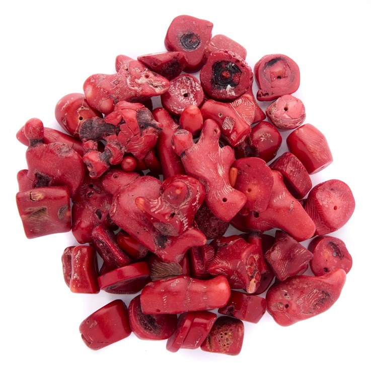 Red Coral Beads (Dyed Bamboo) medium 250g