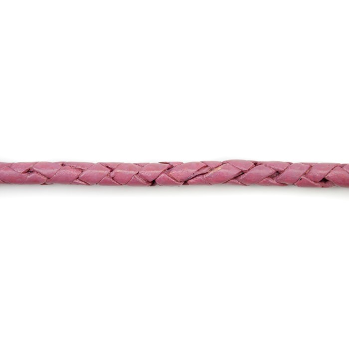4mm Braided Leather Thong Pink 1mtr