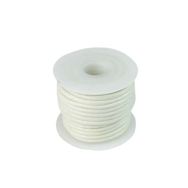 2mm Round Leather 5 Metre Reel White