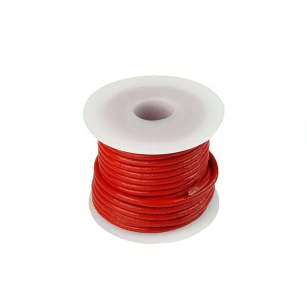 2mm Round Leather 5 Metre Reel Red
