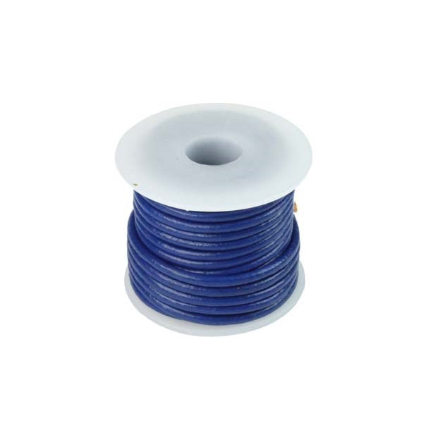 2mm Round Leather 5 Metre Reel Electric Blue