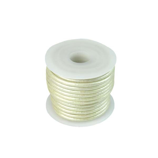 2mm Round Leather 5 Metre Reel Pearly White