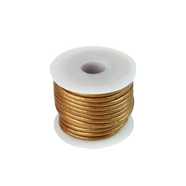 2mm Round Leather 5 Metre Reel Copper